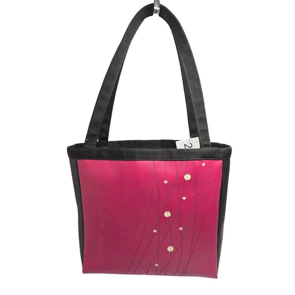 Holly Aiken Pink & Black Tote Bag With Dotted Line fairycore academia coquette